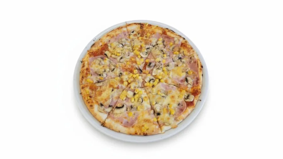 Pizza V Uličke so šunkou, kukuricou a šampiňónmi